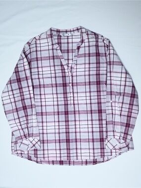 Riders by Lee Pink and Burgundy Plaid Women's Roll Tab Shirt